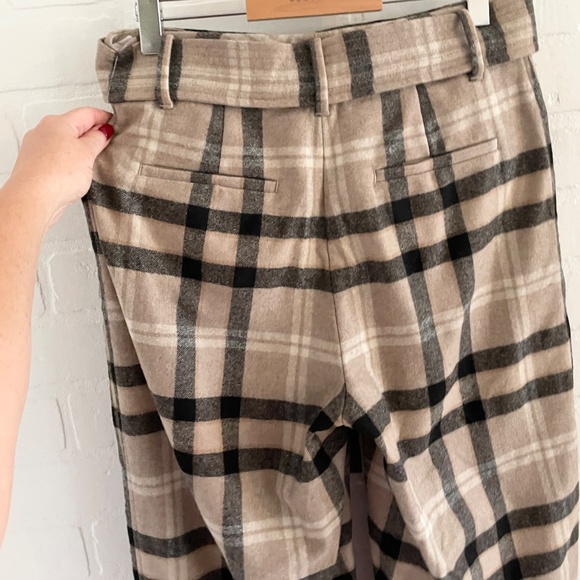 Aritzia Wilfred Tie-front Pants Trousers Wool Cashmere Blend Plaid Academia Sz 2 - Picture 9 of 15